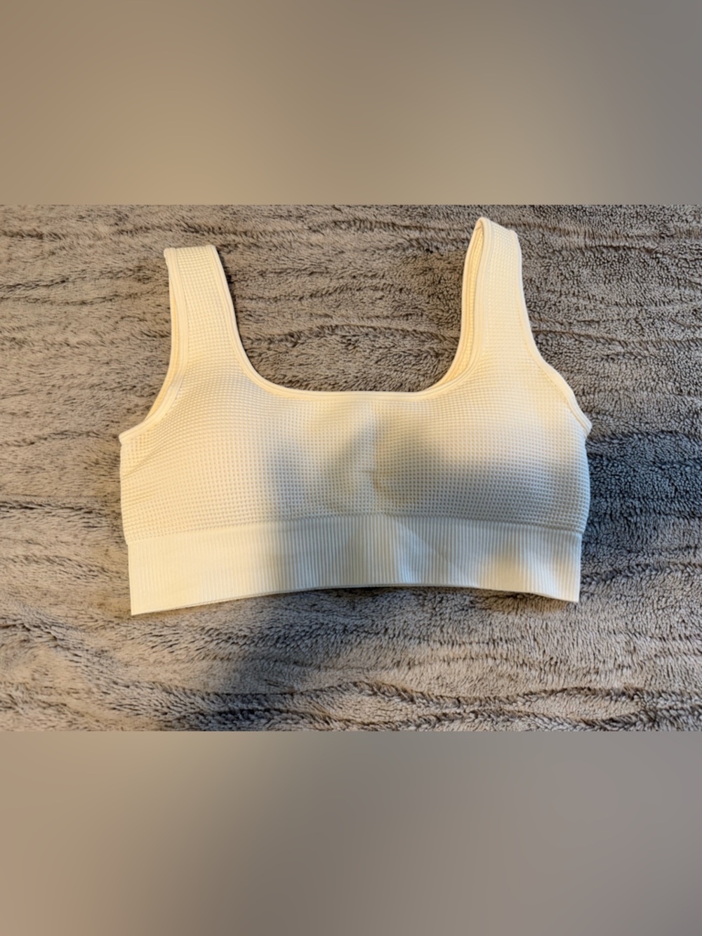 Cream Ribbed Tank Crop Top - Women